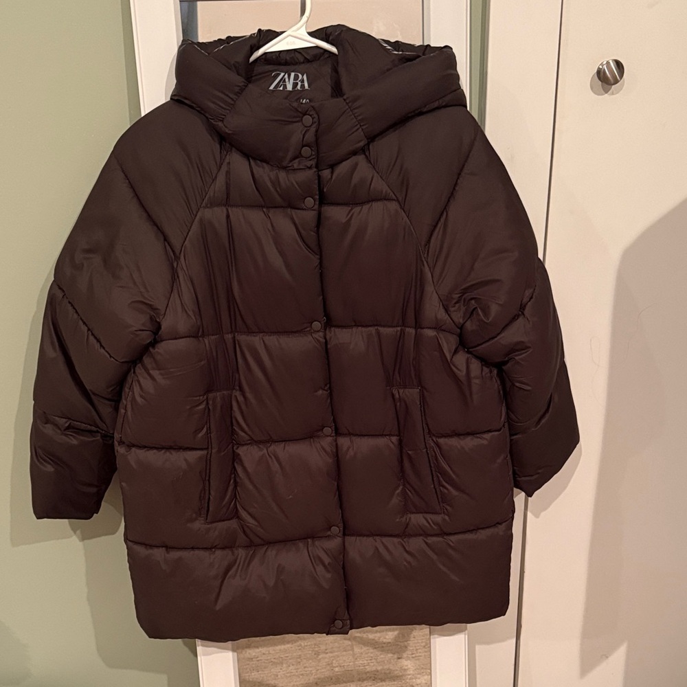Zara Dark Brown Quilted Puffer Coat